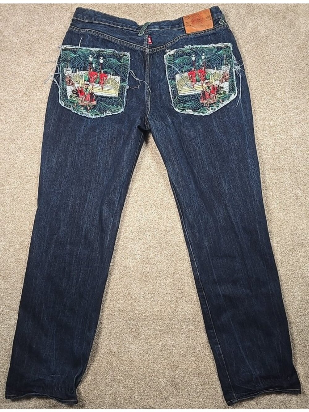Vtg Red Monkey Co. RMC Jeans Geisha Japanese Embroidered Art Streetwear Men's 38